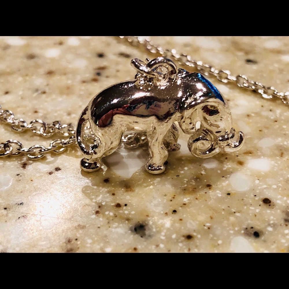 🆕 3-dimensional Silver Elephant Necklace